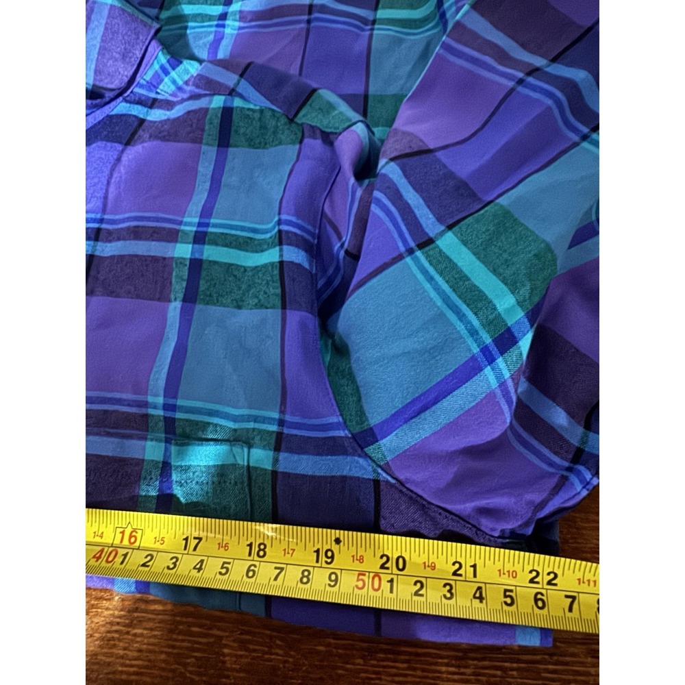 Chico's Design Button Up Shirt Women's Sz 2 Purple Plaid 90s Grunge Whimsigoth - Picture 7 of 9